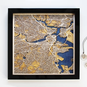 Lasergeschnittene Karte jeder Stadt aus Holz | Wohndekoration, Holzkunst-Wanddekoration, Holz und Epoxidharz