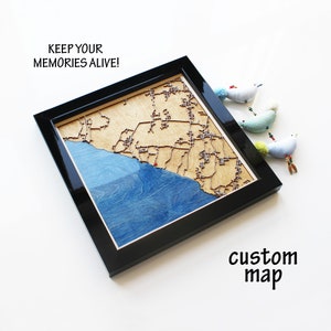 Bali Wood City Map: Custom Epoxy Resin 3D Wall Art