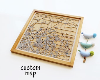 Buffalo, New York Wood City Map: Custom Epoxy Resin Art