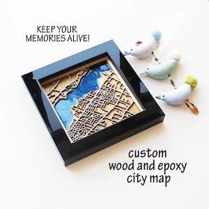 New Jersey houten kaart kunst | Aangepaste lasergesneden stadsplattegrond, hout en epoxyhars