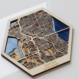 SEATTLE City Map Wandbild, Dekoration, City Map Map, Holz Deko, Kunstharz