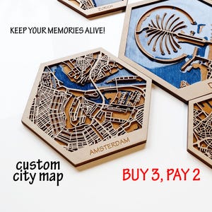 Amsterdam Netherlands Wooden City Map Wall Art, Custom Epoxy Resin Decor, Personalized Travel Gift