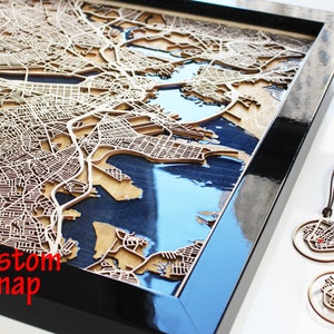 Houten aangepaste stadskaart Houten kunst Home Decor, Epoxy kaart, minimalistische houten kaart, lasergesneden stadskaart, houten stadskaart van Europa, hout en epoxyhars