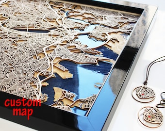 Wooden Custom City Map Wood Art Home Décor, Epoxy Map, Minimalist Wood Map, Laser Cut City Map, Europe Wood City Map, Wood and Epoxy Resin