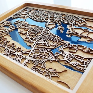 Plan en bois de toutes les villes du monde | Cartes artistiques en bois et résine époxy