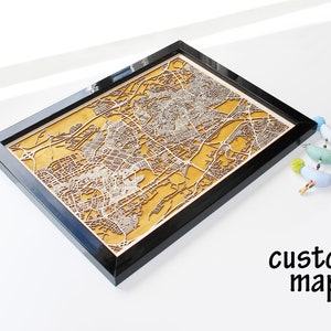 5th Anniversary Gift City Map | Wood and Epoxy Map | Wooden Map of Any City