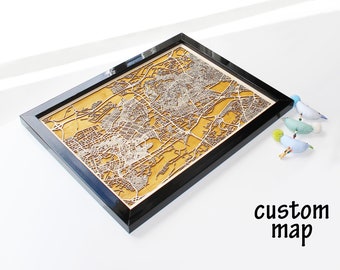 5th Anniversary Gift City Map | Wood and Epoxy Map | Wooden Map of Any City