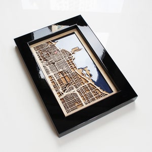 CHICAGO City Map with City Keychain and Necklace Wood and Epoxy Map | Christmas Gifts, Wooden Map of Any City