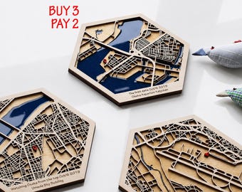 Personalized Osaka City Map, Wood & Epoxy Street Map, Japan Wall Decor, Travel Memory Gift