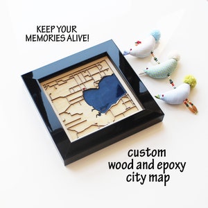 Lake Poygan Holz Stadtplan | Holz und Epoxidharz Map Art