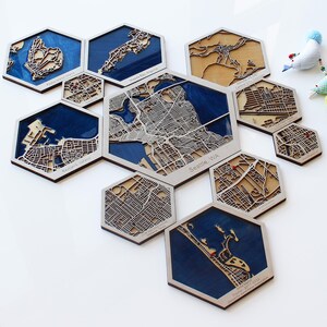 Resin Grid Map Amsterdam Netherlands Wooden City Map Wall Art, Custom Epoxy Resin ...