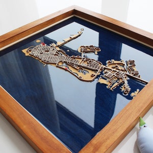 Qualsiasi città Mappa della città personalizzata in legno / Mappa in legno e resina epossidica Art
