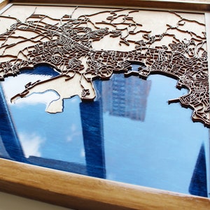 Elke houten stadskaart | Kaart van hout en epoxyhars