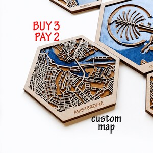 Amsterdam Netherlands Wooden City Map Wall Art, Custom Epoxy Resin Decor, Personalized Travel Gift