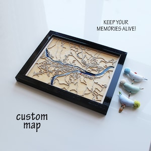 Passau, Germany Wood City Map | Wood and Epoxy Resin Map Art, Valentines Day Gifts, Wall Decor