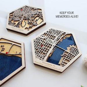 Philadelphia Wooden City Map, Custom Map Combines, Wood and Epoxy Resin Art