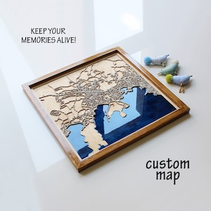 Personalisierte Holz Karte | Memory Map, Landkarte aus Holz und Epoxidharz