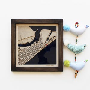 Handgemachte Galveston Texas 3D Holzkarte | Epoxidharz City Map Kunst | Personalisiertes Wanddekor Geschenk