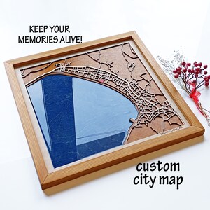 Benutzerdefinierter Stadtplan aus Küstenholz und Epoxidharz | Kartenkunst aus Holz und Epoxidharz, Wandbehang, Holzwandkunst, Jubiläumsgeschenke