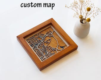 Custom Wooden Resin Map of Anaheim California: Personalized Epoxy Wall Art