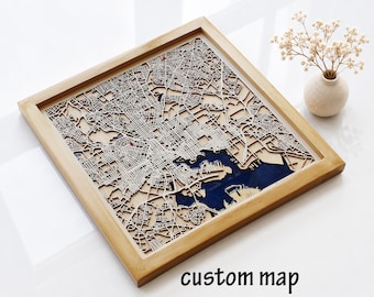 Baltimore Wood City Map: Custom Epoxy Resin Art