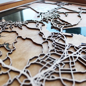 Aangepaste houten stadskaart cadeau | Kaartkunst hout en epoxyhars
