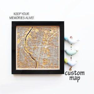 Albuquerque New Mexico Wood Map Art: Epoxy Resin City Wall Decor