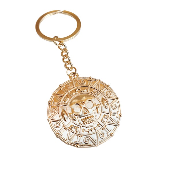 Pirates of the Caribbean Gold Tone Skull Keyring