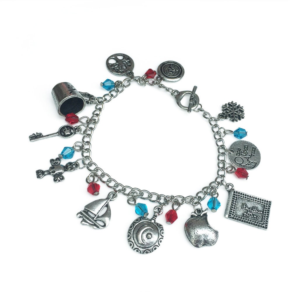 Once Upon A Time inspired Charm Bracelet. Emma Swan Talisman Antique Silver Charms