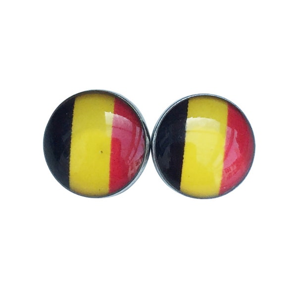 Belgien Flagge Fußball 8mm Ohrstecker