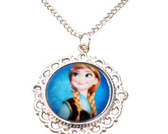 Frozen Anna Silver Tone Pendant Necklace