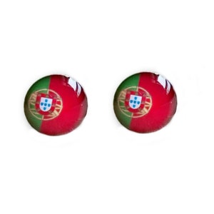 Portugal Flag Football 8mm Stud Earrings
