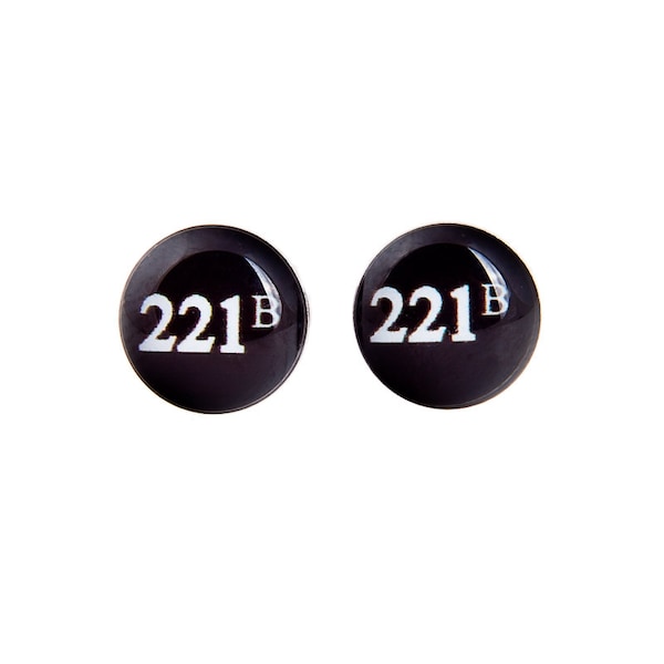 Sherlock Holmes 221b Stud Earrings. 8mm