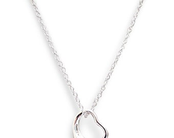 925 Stamped Silver Floating Heart Pendant Necklace