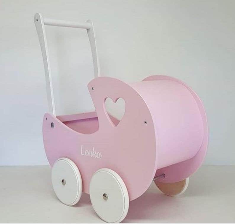 Personalized wooden walker Doll pram with bedding included Etsy