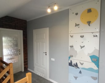 Montessori björkplywood klättervägg för barn, inomhuslekplats