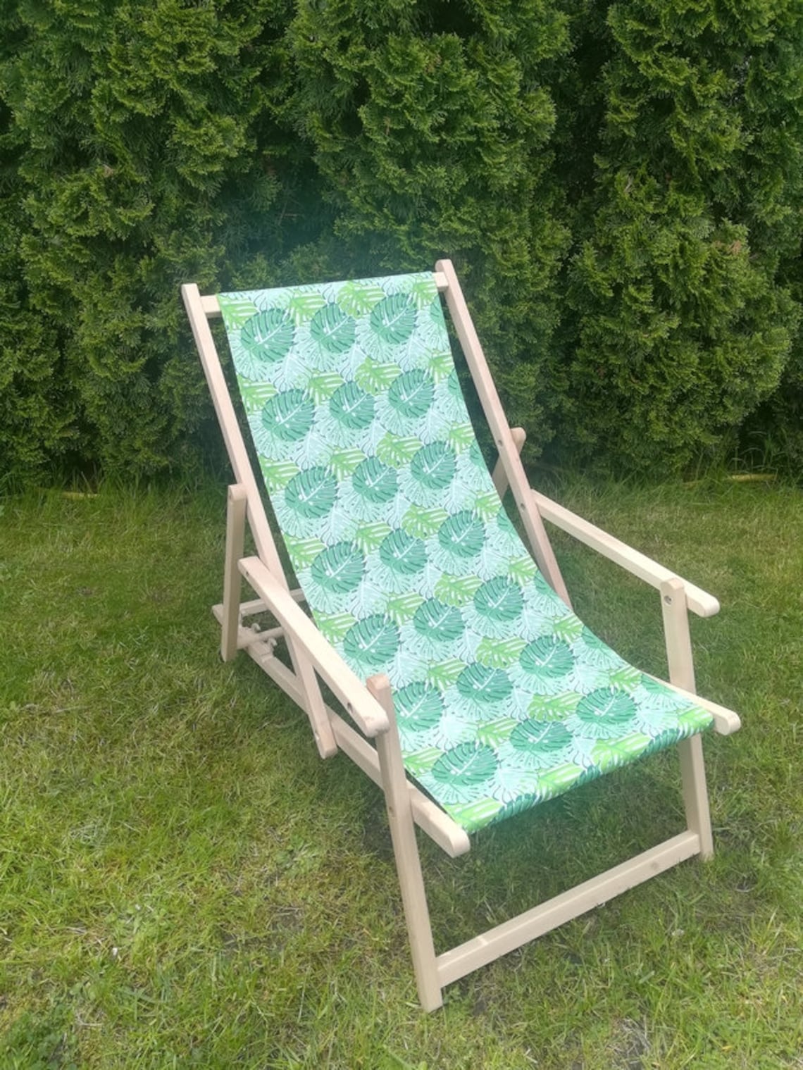 Wooden Folding Beach Chairs With Armrests Folding Lounge Etsy