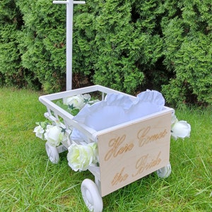 Gepersonaliseerde bruiloft wagen voor baby, wagen bloemenmeisje, houten wagen wagen, houten wagen voor peuters, huwelijksgeschenken, bruiloft decoraties