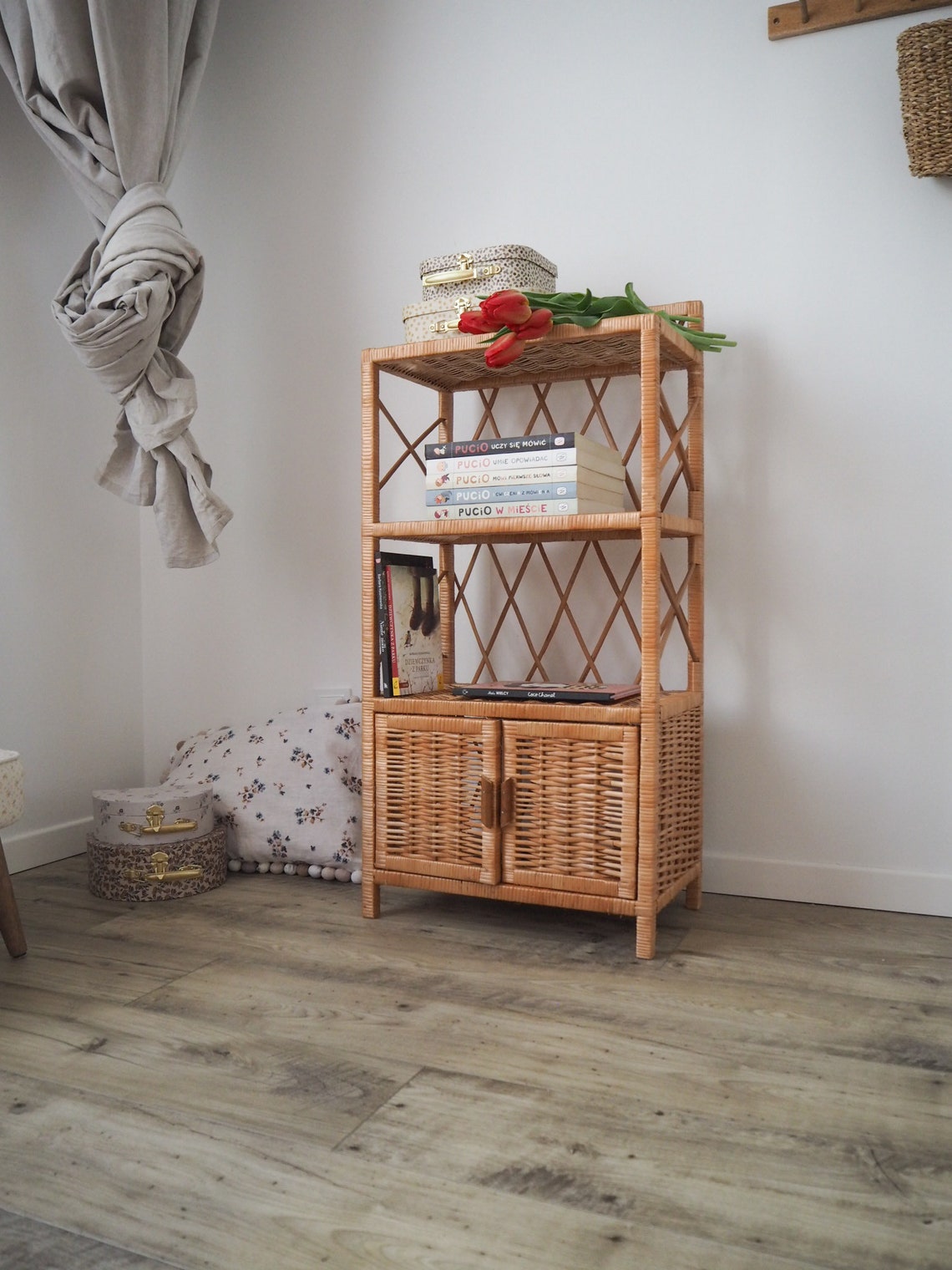 Wicker Bookshelf Wicker Shelf Rattan Shelf Window Plant Etsy