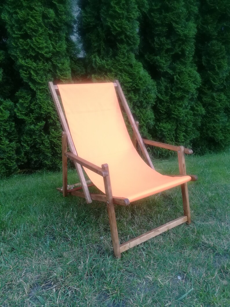 Wooden Folding Beach Chairs With Armrests Folding Lounge | Etsy