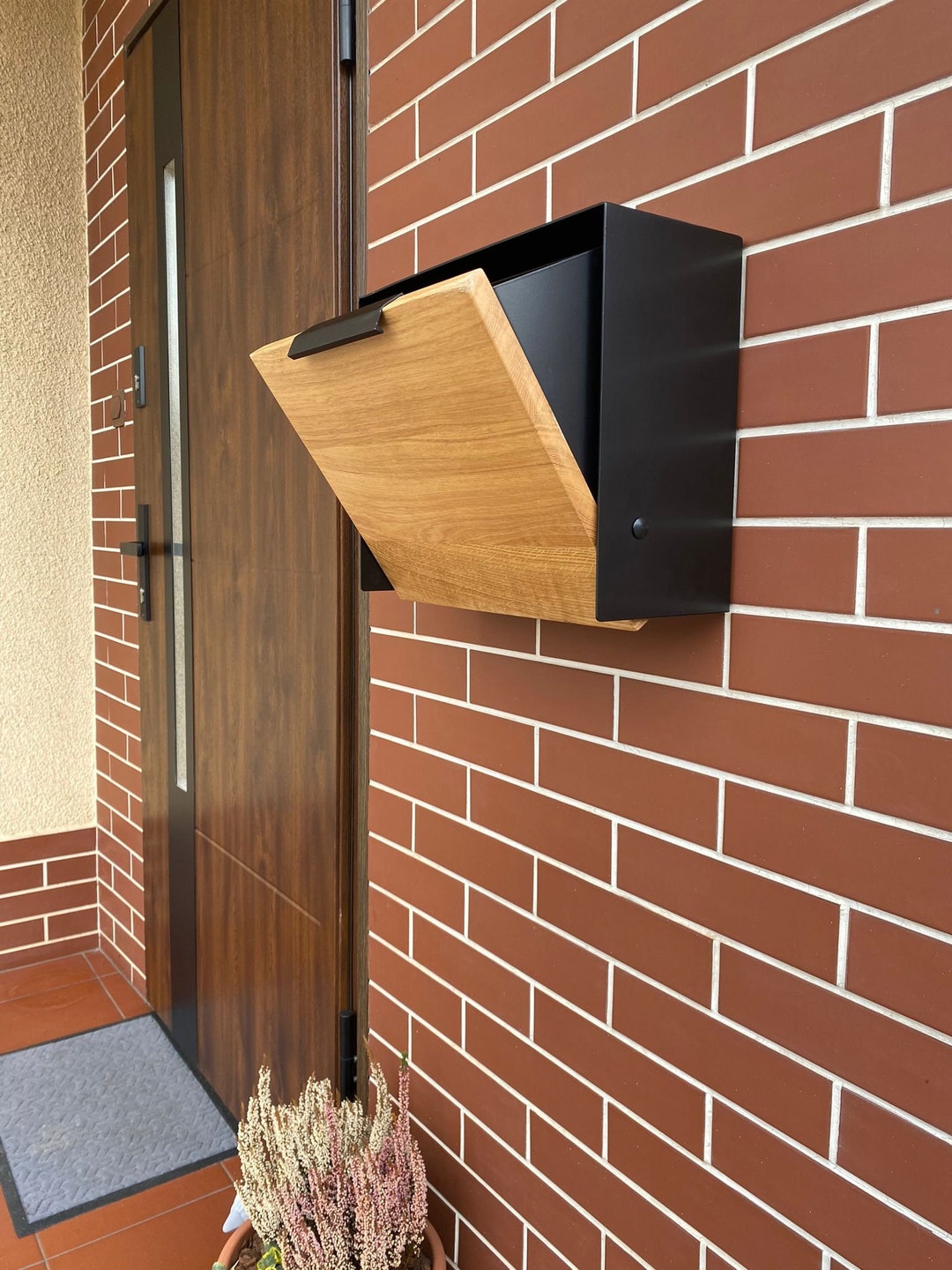 Wooden OAK Modern Mailbox, Mailbox Numbers, Mailbox Wall Mount, Wall