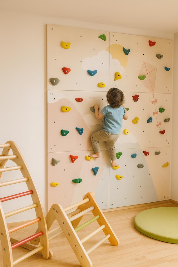 Estructura De Escalada Montessori 10 En 1 Plegable – Con Tobogán, Columpio, Pizarra Y Red De Escalada Para Niños