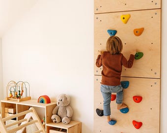 Kids Birch Plywood Climbing Wall, Montessori Climber, Indoor Playground