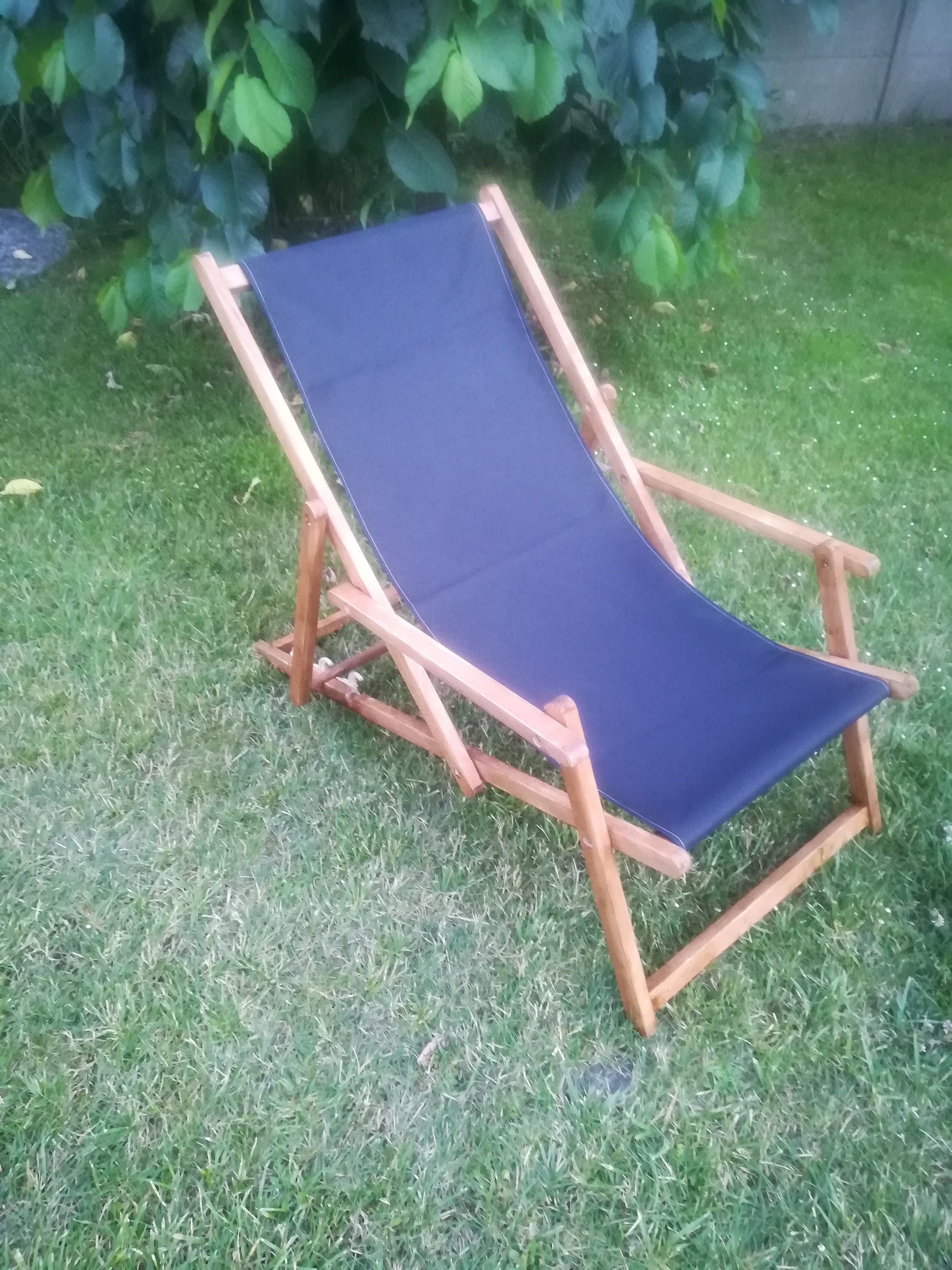 Wooden folding beach chairs with armrests Folding Lounge Etsy