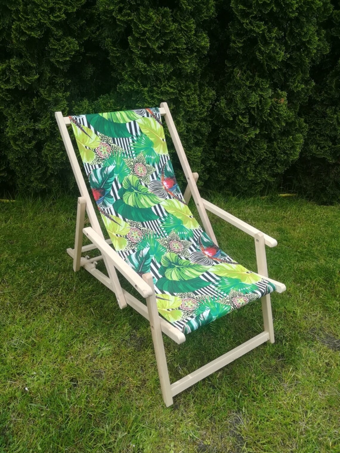 Wooden Folding Beach Chairs With Armrests Folding Lounge Etsy