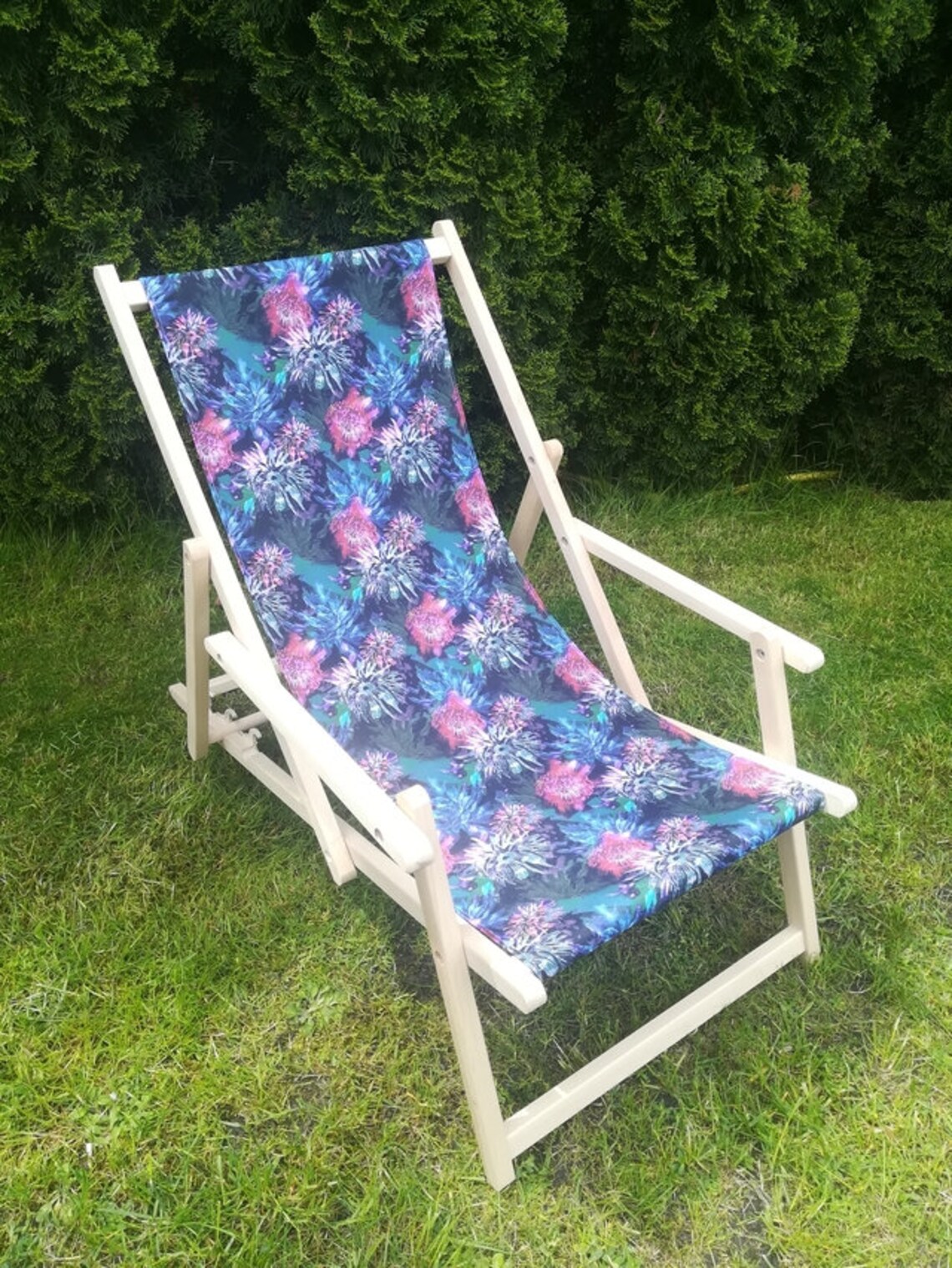 Wooden Folding Beach Chairs With Armrests Folding Lounge Etsy