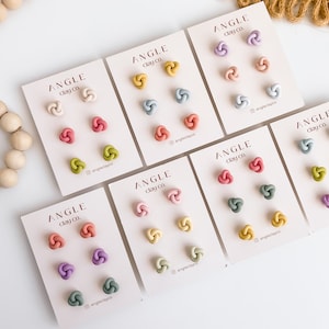 Knot Stud Packs | Handmade Clay Stud Earrings | Hypoallergenic Titanium Posts | Everyday Stud Earrings | Hand Tied | Summer Knot Stud Packs