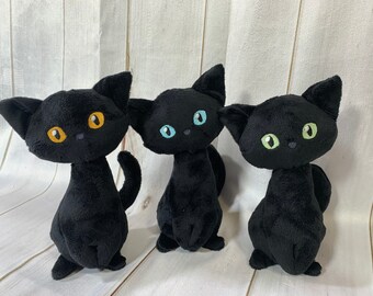 fat black cat stuffed animal