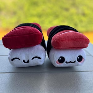 Tuna Nigiri Plushie: Embroidered Minky Sushi Pal