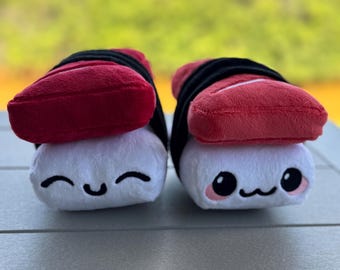 Tuna Nigiri Plushie: Embroidered Minky Sushi Pal